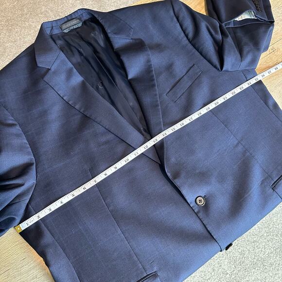 Lauren Ralph Lauren Ultraflex LONG Wool Blend 2 Button Suit Blazer Blue 46L - Picture 10 of 13